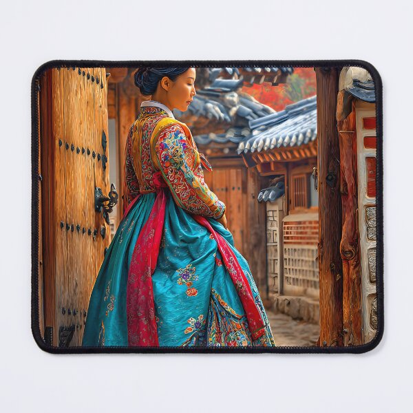 Item preview, Traditional Korean Hanbok in Serene Village Setting designed and sold by Artessie.
