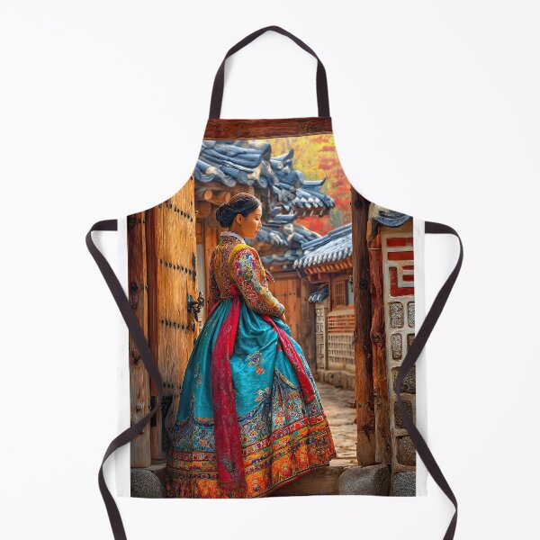 Item preview, Traditional Korean Hanbok in Serene Village Setting designed and sold by Artessie.