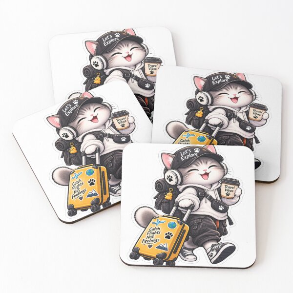 Item preview, Catch Flights Not Feelings Travel Cat Sticker designed and sold by Genzfirevibes.