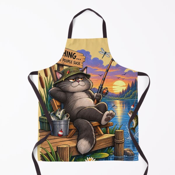 Item preview, Funny Fishing Cat T-Shirt | "Fishing Because People Suck" Grumpy Cat Sunset Tee, Introvert Fisherman Gift, Vintage Lake Life Shirt designed and sold by BLUESKY11a.