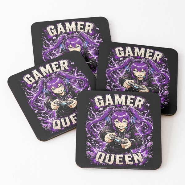 Item preview, Gamer Queen Anime Girl Purple Lightning designed and sold by INKRebelGraphic.