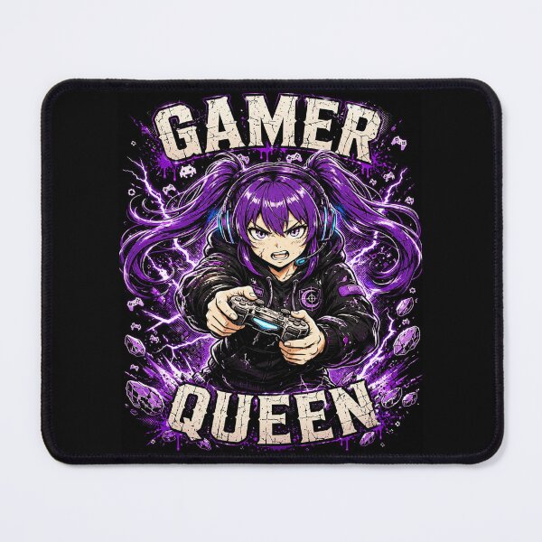 Item preview, Gamer Queen Anime Girl Purple Lightning designed and sold by INKRebelGraphic.