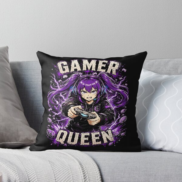 Item preview, Gamer Queen Anime Girl Purple Lightning designed and sold by INKRebelGraphic.