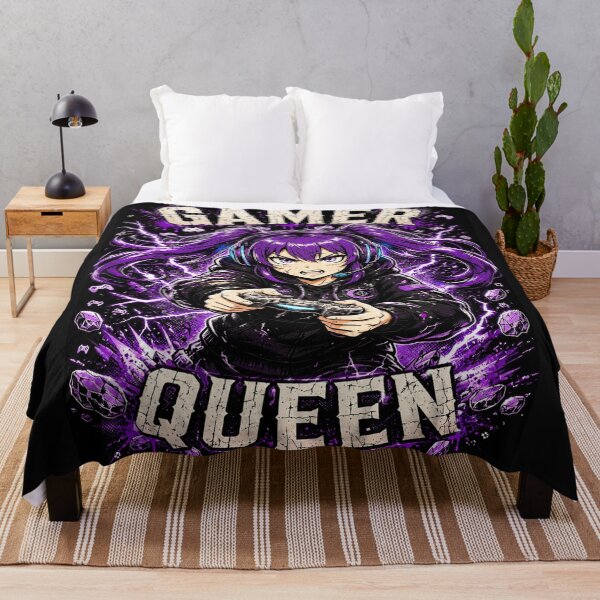 Item preview, Gamer Queen Anime Girl Purple Lightning designed and sold by INKRebelGraphic.