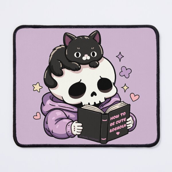 Item preview, Cute Skeleton Reading with Black Cat designed and sold by Moody Critters.