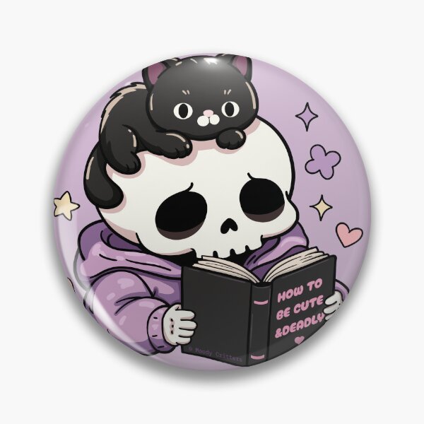 Item preview, Cute Skeleton Reading with Black Cat designed and sold by Moody Critters.