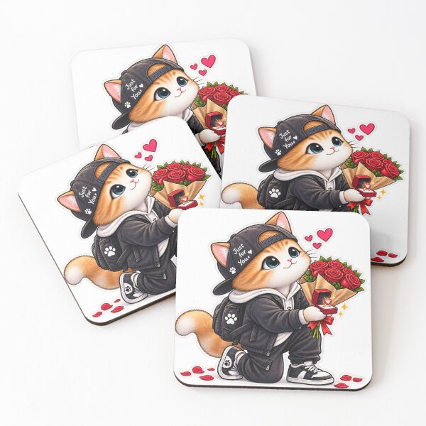 Item preview, Just for You Cute Cat Valentine Love Sticker designed and sold by Genzfirevibes.
