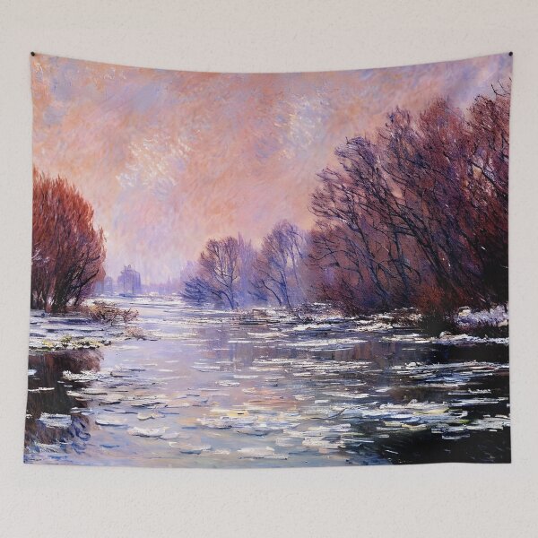 Item preview, River Thawing near Vétheuil: A Luminous Impressionist Study of Melting Ice designed and sold by artdesignsnow.