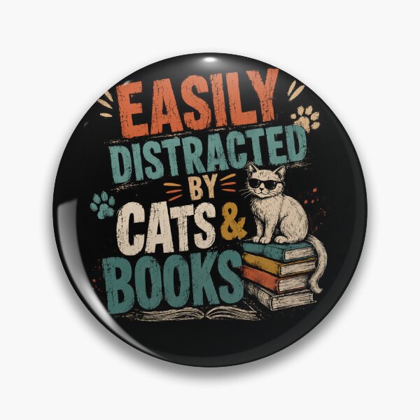 Item preview, Easily Distracted By Cats & Books Cat Lover Bookworm Reader Feline Literature designed and sold by HumansStuck12.