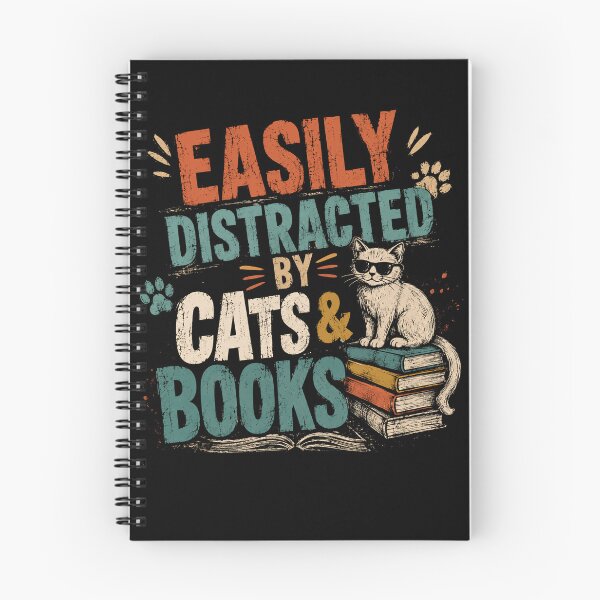 Item preview, Easily Distracted By Cats & Books Cat Lover Bookworm Reader Feline Literature designed and sold by HumansStuck12.
