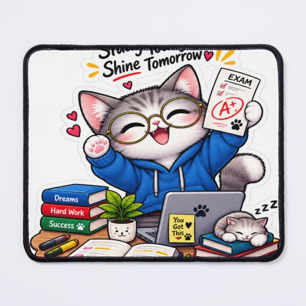 Item preview, Study Today Shine Tomorrow Cute Cat Study Motivation Sticker designed and sold by Genzfirevibes.