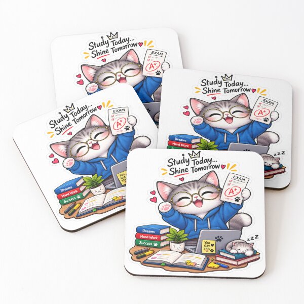 Item preview, Study Today Shine Tomorrow Cute Cat Study Motivation Sticker designed and sold by Genzfirevibes.