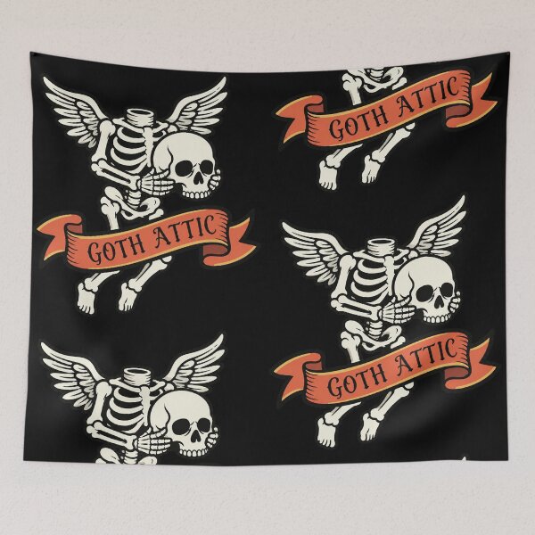 Item preview, Goth Attic Headless Skeleton Cherub | Gothic Angel Skeleton | Dark Vintage Illustration designed and sold by gothattic.