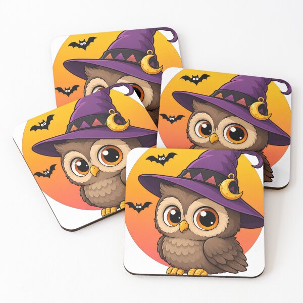 Item preview, Cute Halloween Owl Witch With Purple Hat designed and sold by BloomWart.