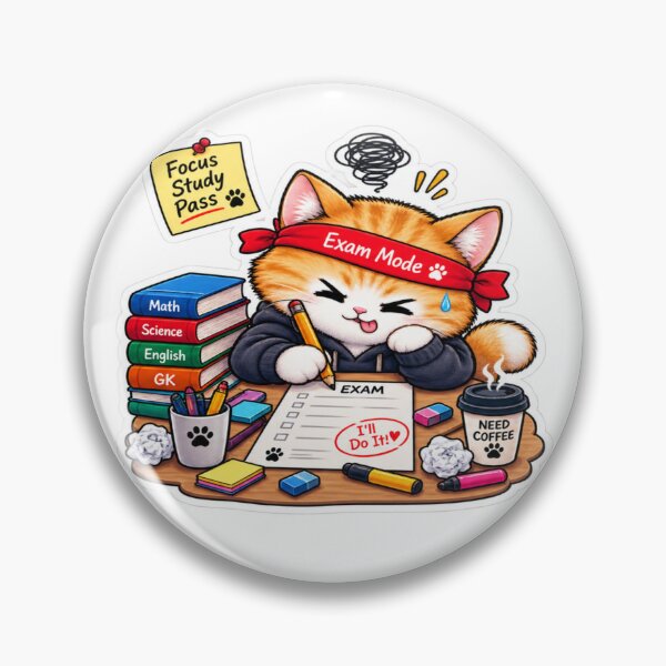 Item preview, Exam Mode Cute Cat Study Motivation Sticker designed and sold by Genzfirevibes.
