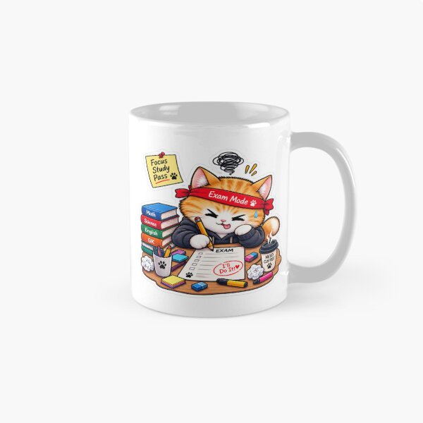 Item preview, Exam Mode Cute Cat Study Motivation Sticker designed and sold by Genzfirevibes.