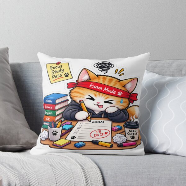 Item preview, Exam Mode Cute Cat Study Motivation Sticker designed and sold by Genzfirevibes.