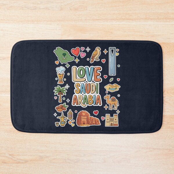 Item preview, Saudi Arabia Landmarks & Heritage Cute Doodle Collage معالم وتراث المملكة العربية السعودية - رسم كرتوني لطيف designed and sold by mashmosh.