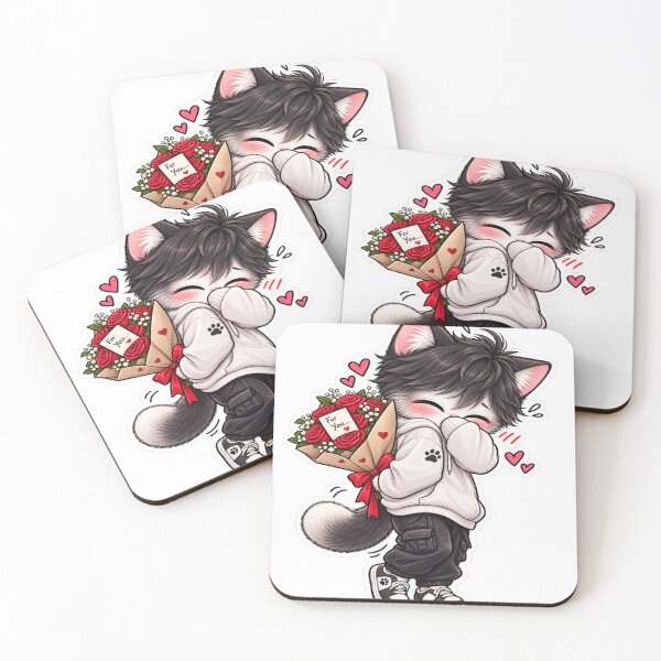 Item preview, For You Cute Cat Rose Bouquet Love Sticker designed and sold by Genzfirevibes.
