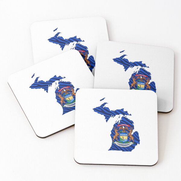 Item preview, Minimal Michigan State Flag Map Sticker Design designed and sold by FunPurchase.