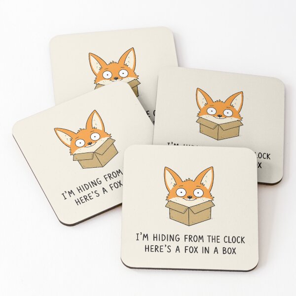 Item preview, I'm Hiding From the Clock Funny Fox in a Box Cute Animal Pun Meme designed and sold by MonkiFlipp.