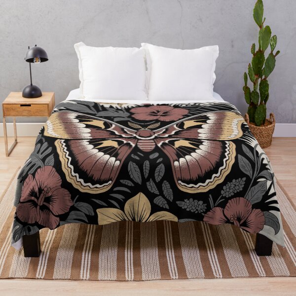 Item preview, Dark Moth Among Hibiscus and Monstera designed and sold by NuvoraNest.