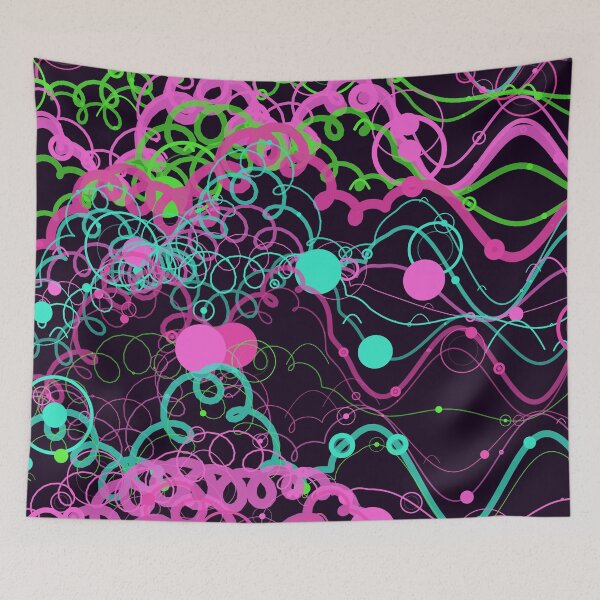 Item preview, Abstract Neon Pink and Green Wavy Chaos Pattern designed and sold by GraphyLab.