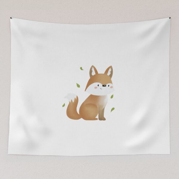 Item preview, Cute Orange Fox Surrounded By Floating Green Leaves designed and sold by QuietnoiseMax.