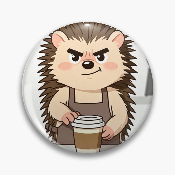 Item preview, Grumpy Hedgehog Barista Making Your Coffee Wrong on Purpose Cartoon Art designed and sold by PictorialWhimsy.