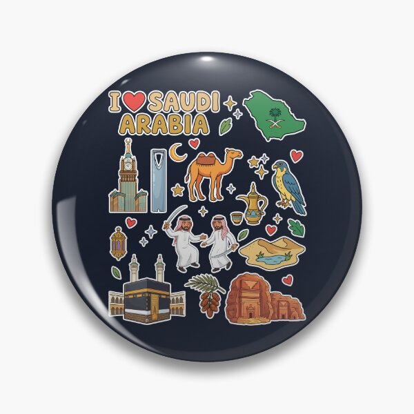 Item preview, Saudi Arabia Landmarks, Makkah & Culture Cute Doodle Collage  معالم السعودية وتراث مكة المكرمة - رسم كرتوني لطيف designed and sold by mashmosh.