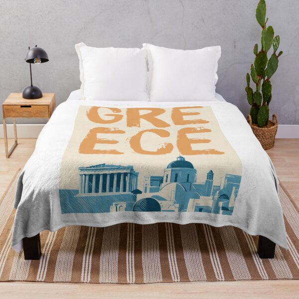 Item preview, Greece Parthenon Skyline, Vintage Santorini Wall Art designed and sold by MarkedArtPrints.