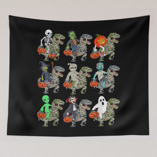 Item preview, halloween skeleton zombie riding mummy t rex vampire boys designed and sold by JackBouse58.