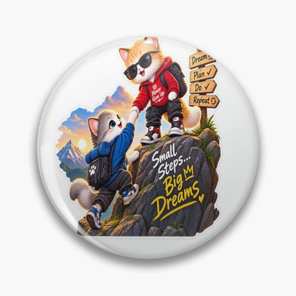 Item preview, Small Steps Big Dreams Motivational Cat Adventure Sticker designed and sold by Genzfirevibes.