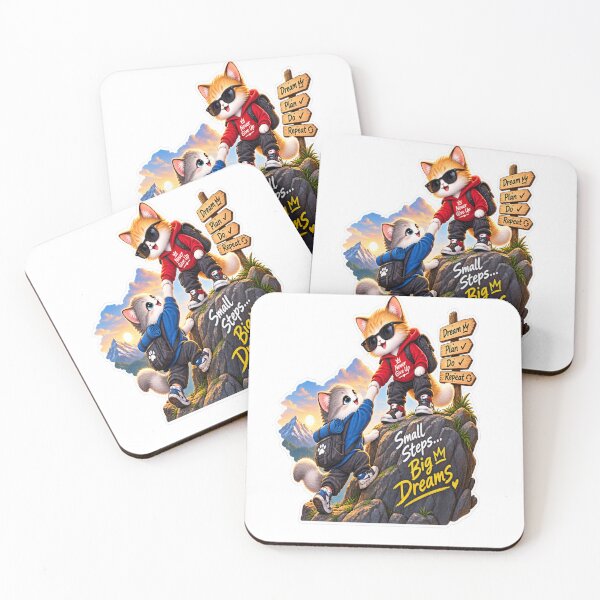 Item preview, Small Steps Big Dreams Motivational Cat Adventure Sticker designed and sold by Genzfirevibes.