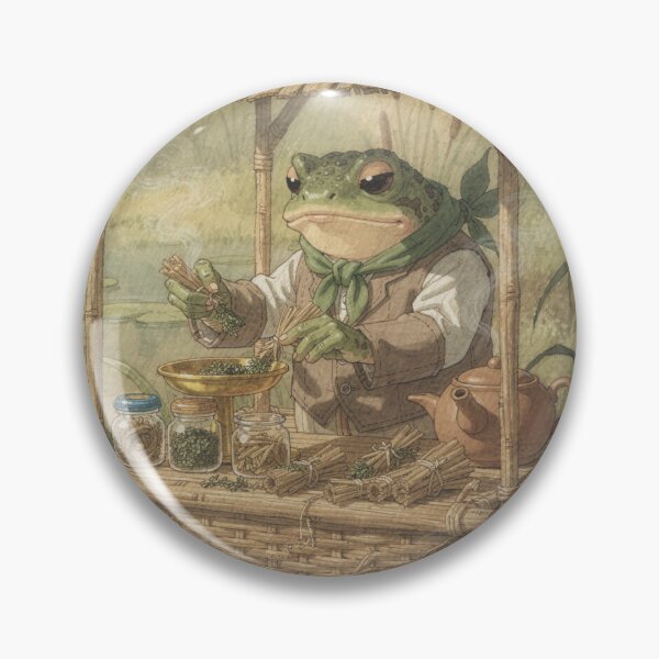 Item preview, Toad Tea-Merchant Weighing Dried Pond-Herbs Cottagecore Art designed and sold by PictorialWhimsy.