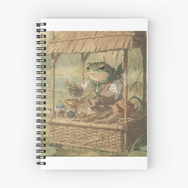 Item preview, Toad Tea-Merchant Weighing Dried Pond-Herbs Cottagecore Art designed and sold by PictorialWhimsy.