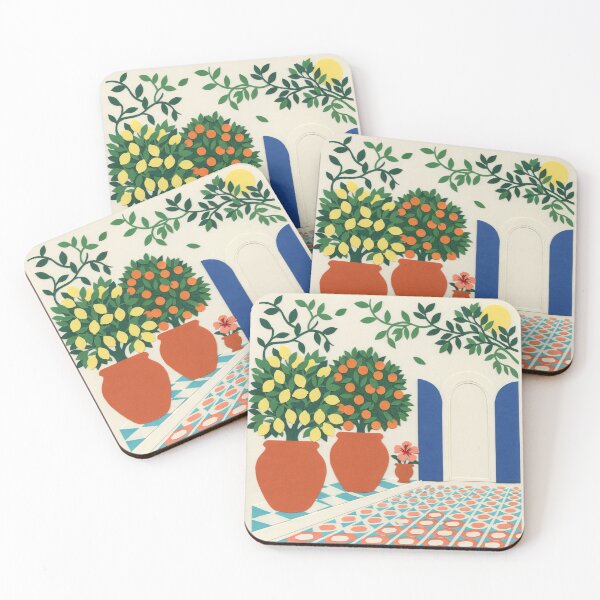 Item preview, Mediterranean Citrus Courtyard Matisse Inspired Art – Lemon Orange Tree Mediterranean Wall Art designed and sold by Tamas Das.