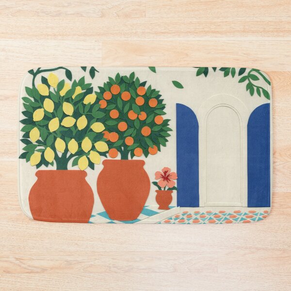 Item preview, Mediterranean Citrus Courtyard Matisse Inspired Art – Lemon Orange Tree Mediterranean Wall Art designed and sold by Tamas Das.
