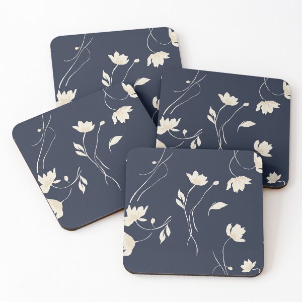 Item preview, Navy Blue Minimalist Wildflower Pattern designed and sold by Aniko Tulipan.