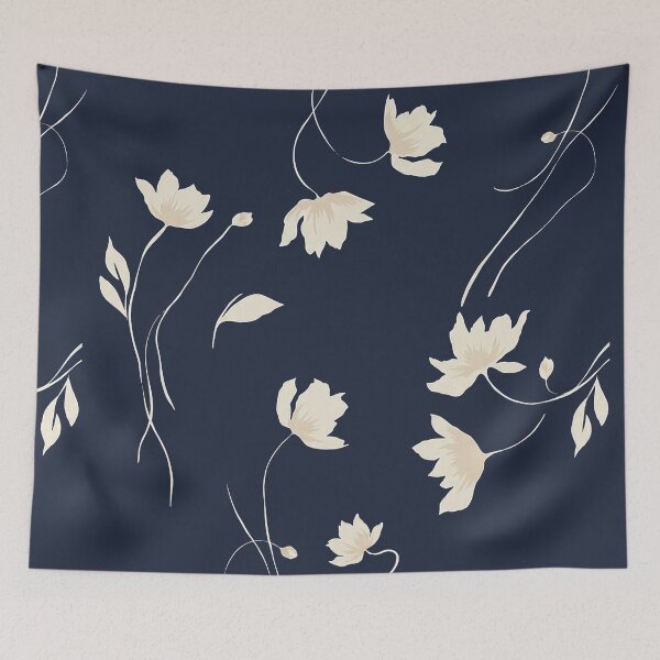 Item preview, Navy Blue Minimalist Wildflower Pattern designed and sold by Aniko Tulipan.