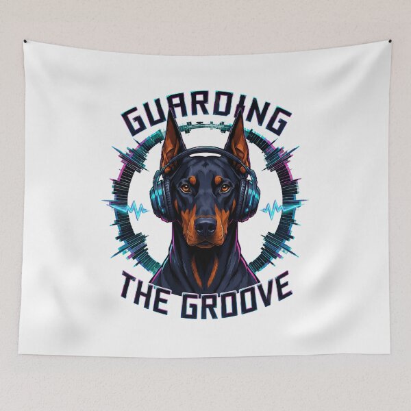 Item preview, Doberman Guarding the Groove Music Lover Design designed and sold by Kolibra.