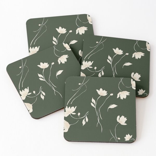 Item preview, Forest Green Minimalist Wildflower Pattern designed and sold by Aniko Tulipan.