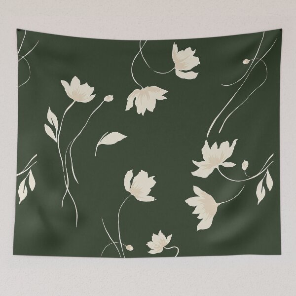 Item preview, Forest Green Minimalist Wildflower Pattern designed and sold by Aniko Tulipan.