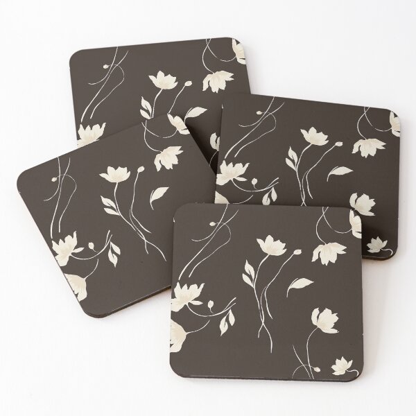 Item preview, Chocolate Brown Minimalist Wildflower Pattern designed and sold by Aniko Tulipan.