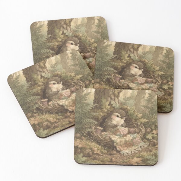Item preview, Wren Folk Stitching a Blanket From Petals Storybook Art designed and sold by PictorialWhimsy.