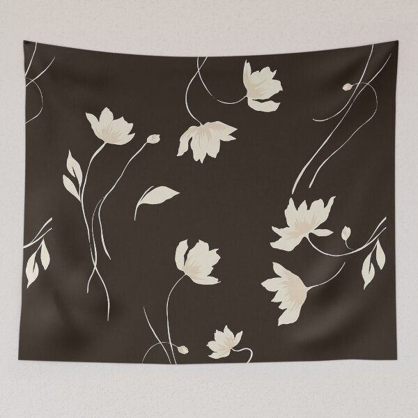 Item preview, Chocolate Brown Minimalist Wildflower Pattern designed and sold by Aniko Tulipan.
