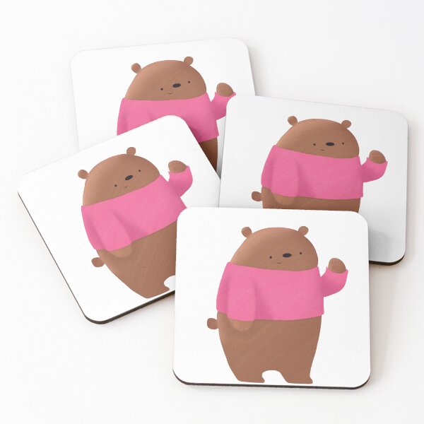 Aperçu de l'œuvre Friendly Brown Bear Waving In Bright Pink Sweater créée et vendue par QuietnoiseMax.