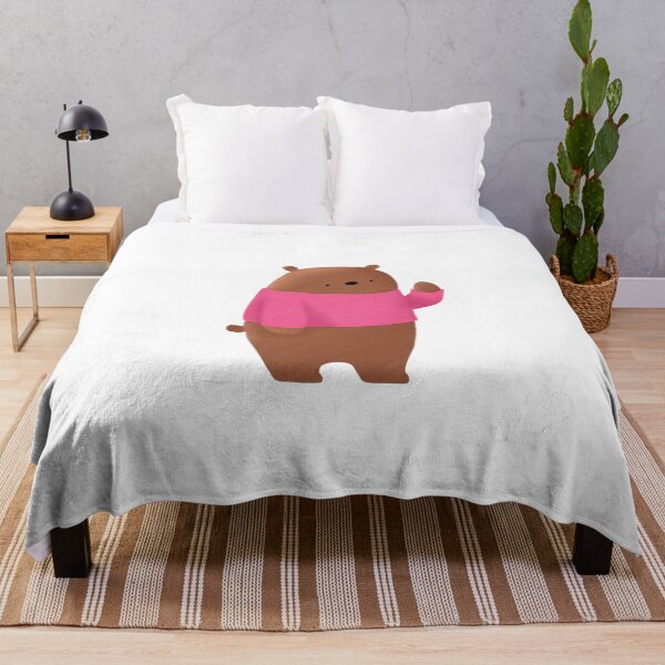 Item preview, Friendly Brown Bear Waving In Bright Pink Sweater designed and sold by QuietnoiseMax.
