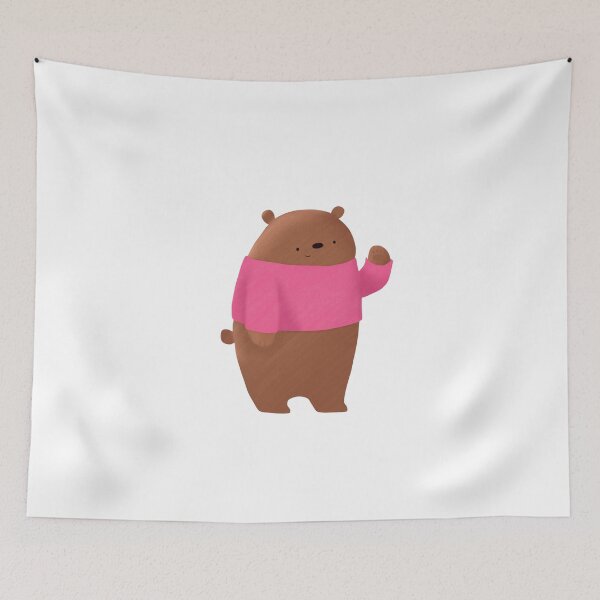 Item preview, Friendly Brown Bear Waving In Bright Pink Sweater designed and sold by QuietnoiseMax.