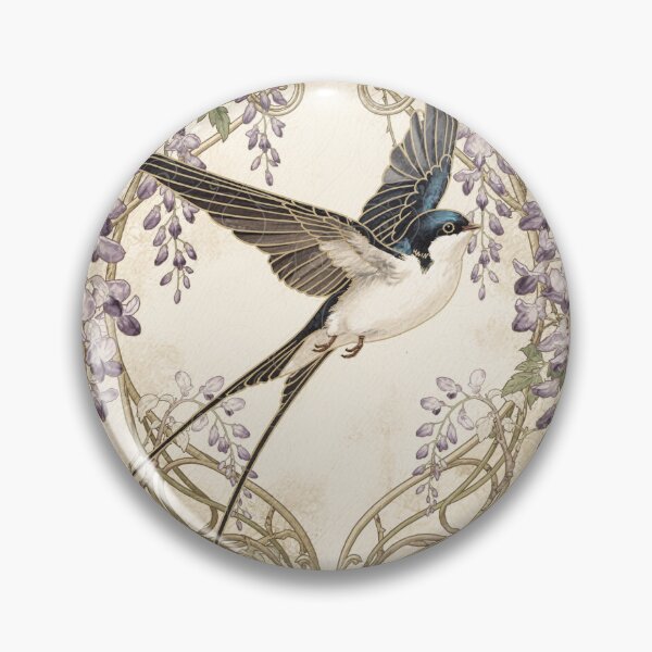 Item preview, Art Nouveau Swallow Among Wisteria in Gold Print designed and sold by PictorialWhimsy.